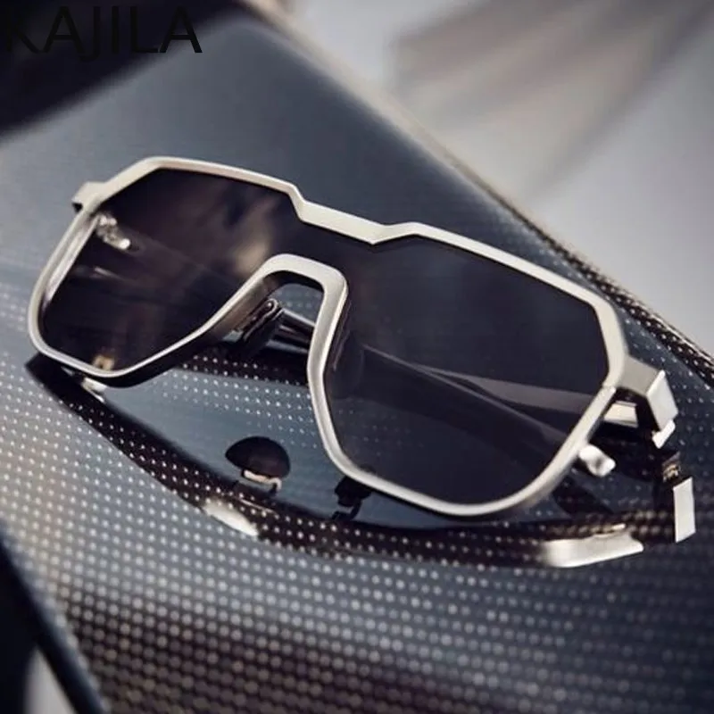 Oversized Gothic Steampunk One-pieces Sunglasses Men 2024 Luxury Brand Vintage Punk Sun Glasses For Male Square Eyewear Shades  