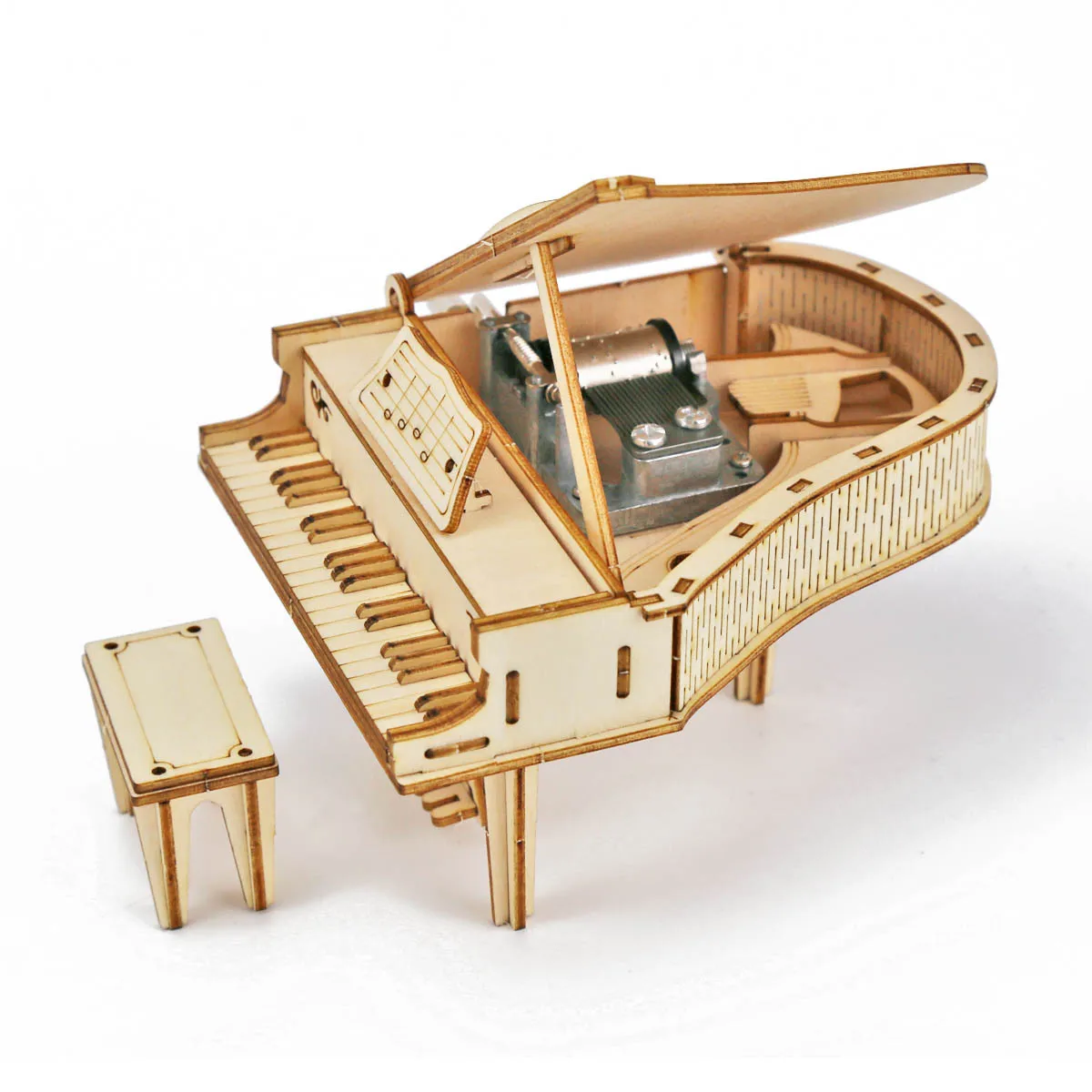 Creative Hand Cranked Piano Music Box Wooden 3D Puzzle Kits Building Blocks Toys Set DIY Assemble Models for Teens & Adults Gift 5