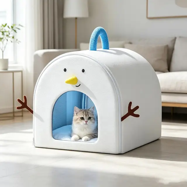 Cooling Cat House Cat Cave Shelter Bed With 4 Ice Packs Insulated Breathable Waterproof Cat Cooling Bed For Kittens Puppies 2