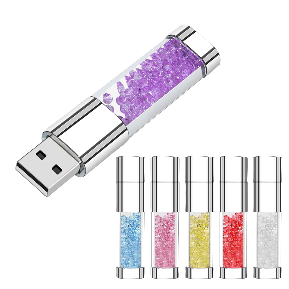 

USB Flash Drive 4G 8G 16G Pendrive 32GB 64GB 128GB Pen Drive U Disk USB drive Crystal Memory Necklace Stick Logo