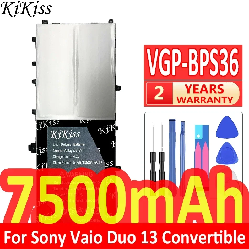 

KiKiss Powerful Battery VGP-BPS36 VGPBPS36 7500mAh For Sony for Vaio Duo 13 Duo13 Convertible Touch 13.3" SVD13211CG Batteries