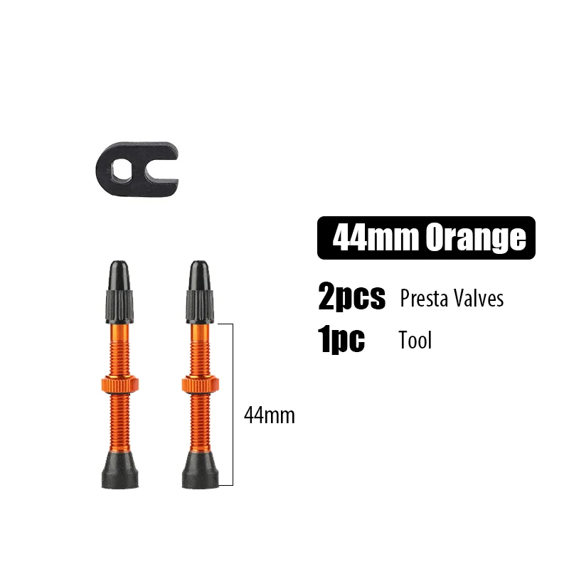 Steli Valvola Tubeless 44mm In Lega Con Tappi Di Rimozione – 2 Pezzi Nero Per Ruote 27″