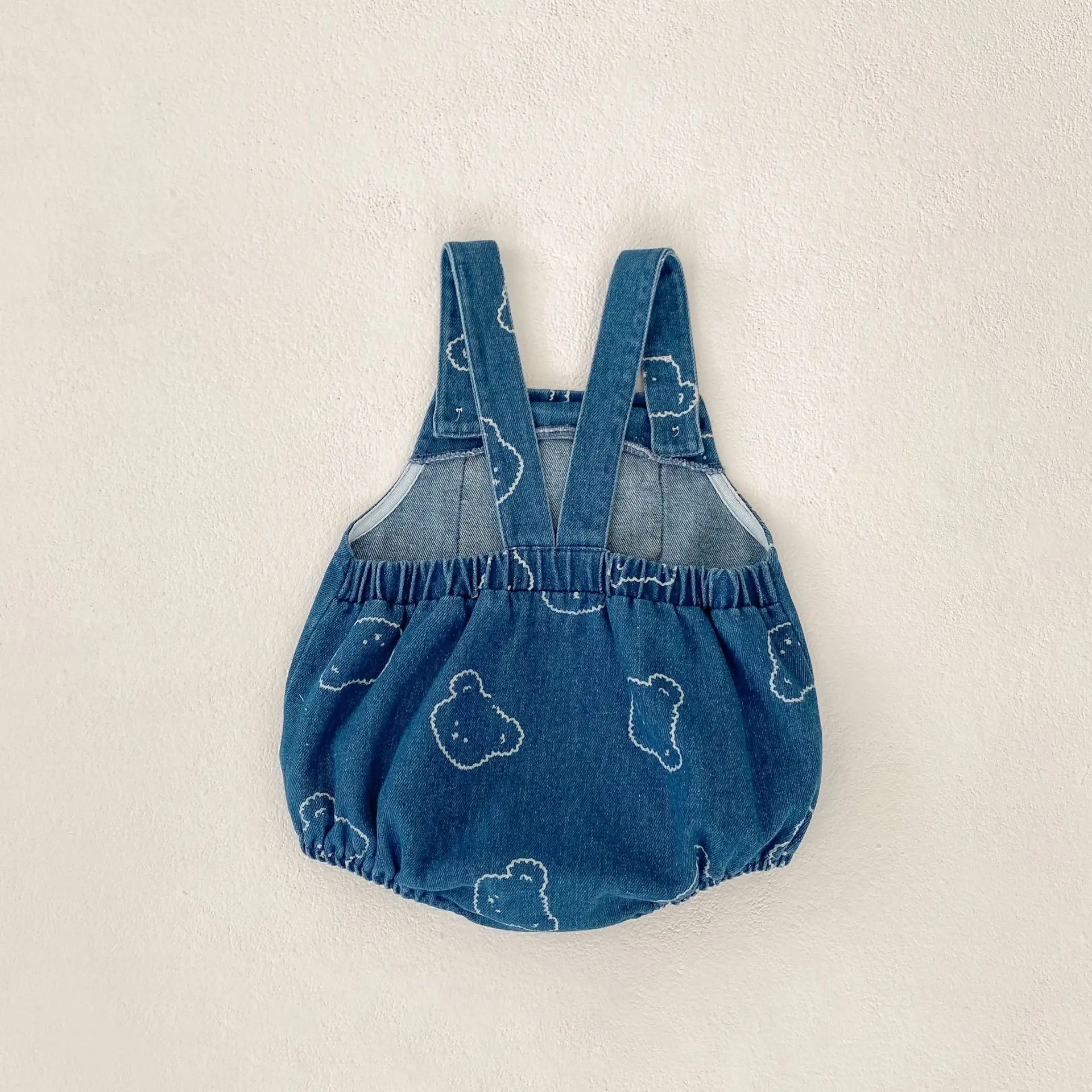 Cute Bear Denim Bodysuit for Baby Girls and Boys
