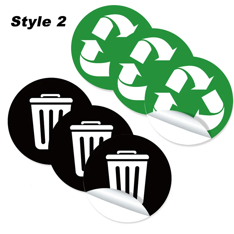 Trash can sticker 6 Pcs 5inch PVC trash bin classification sticker home self-adhesive is recyclable classification sign trash can decal