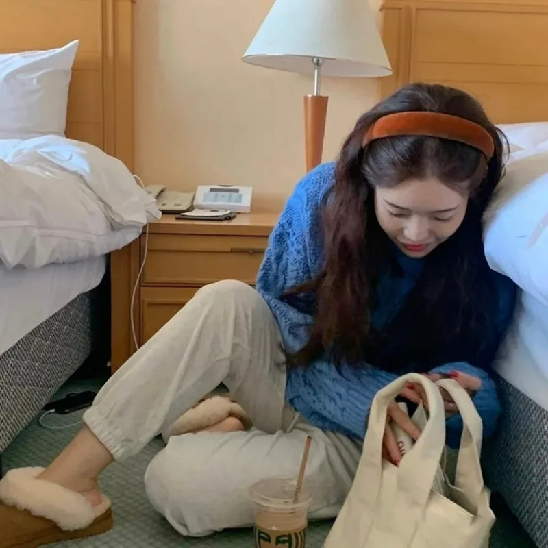 

Обруч для волос в Корейском стиле, бархатная мягкая и ленивая повязка на голову с высоким топом с черепом, для осени и зимы