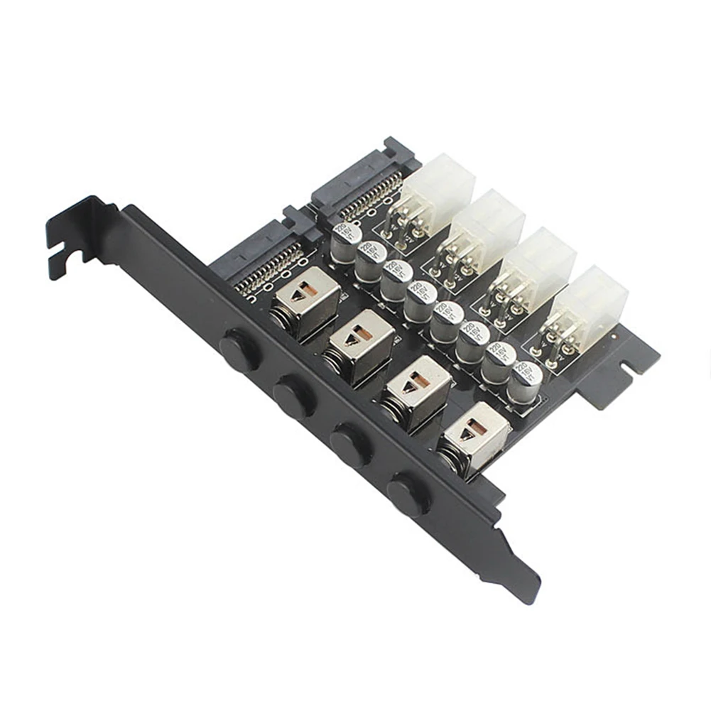 Power Expansion Card Dual Channel Hard Drive PCI Expansion Card 4 Bit PCI Expansion Card with SATA Cable Power Control Switch