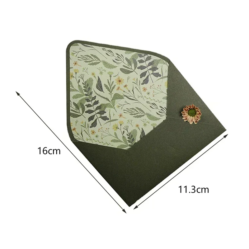 Wedding Invitations 1pc Avocado Green Series Vintage Envelopes Printing Lining Envelopes Invitation Stationary Postcard