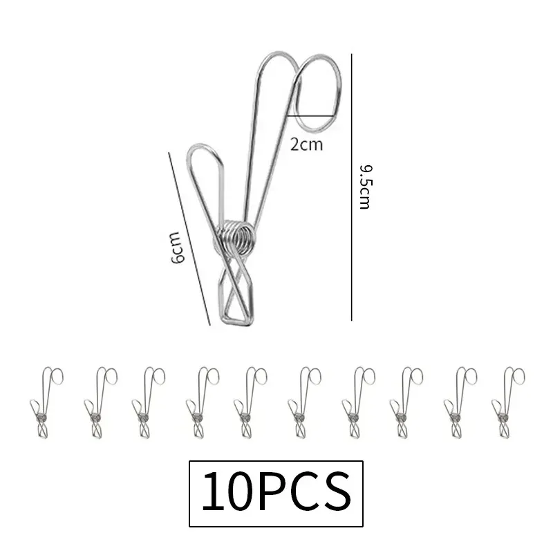 Clothespins with Hooks 10pcs Stainless Steel