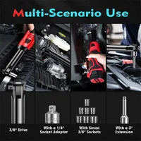 Clé à cliquet électrique sans fil à angle droit Bromose 450 tr/min, 3/8 pouce, pour démontage d'écrous, outil d'entretien automobile avec 2 batteries 7