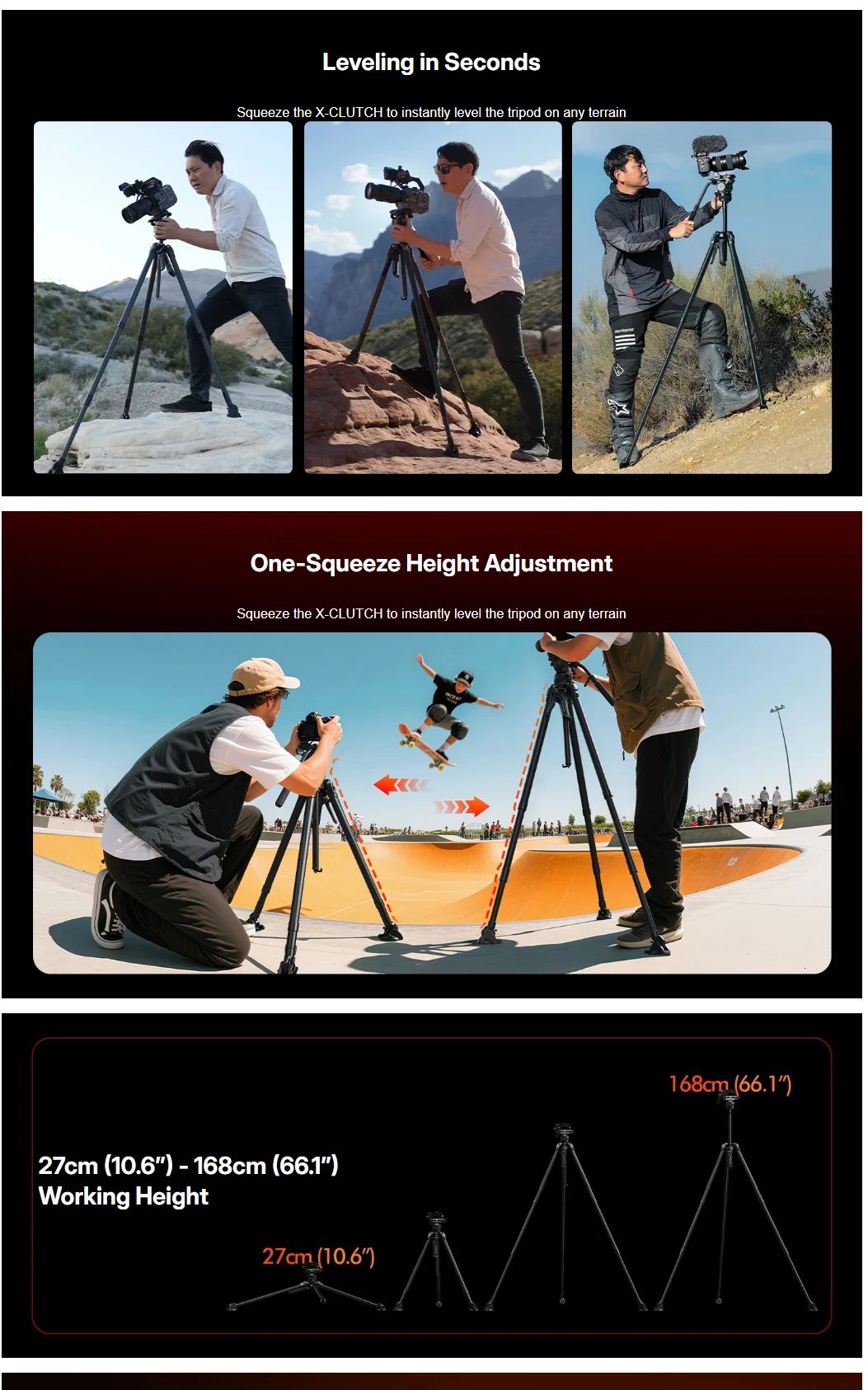 x Potato Jet TRIBEX CARBON II Tripod Kit Video Head Included One-Squeeze Height