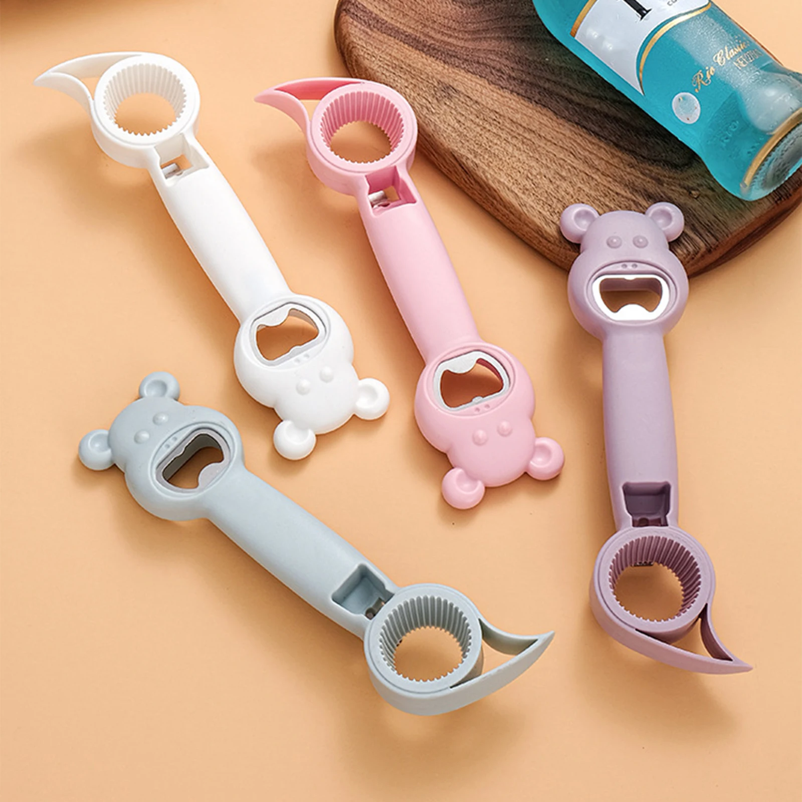 Can Opener Kitchen Gadget 4 In 1 White Pink Blue Purple Cute PP