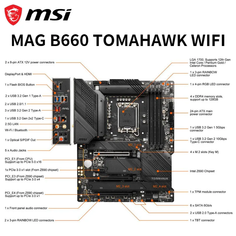 Msi Mag Z690 Tomahawk Wifi Ddr5 Motherboard D5 Lga 1700 128g