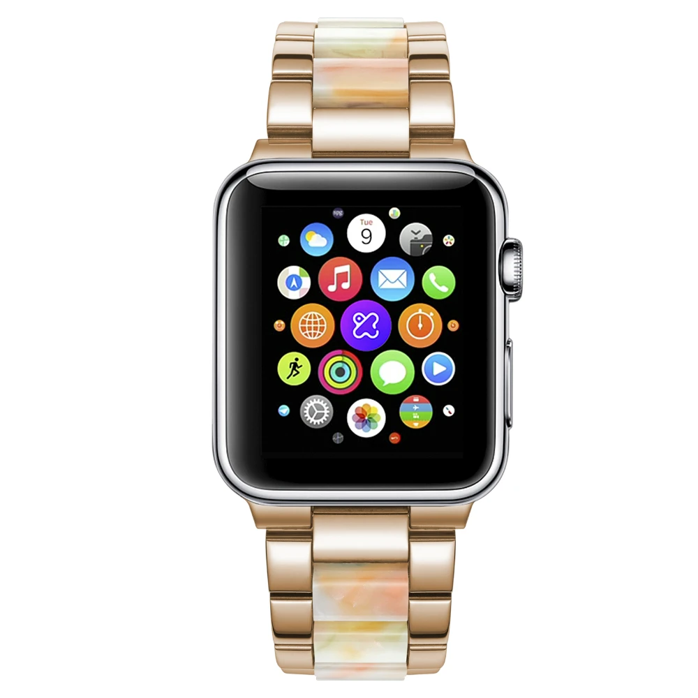 Metal＋Resin Strap For Apple Watch Ultra 8 7 49mm 45mm 41mm Stainless Steel Sport Band iWatch Series 6 5 4 SE 44mm 42mm 40mm Belt
