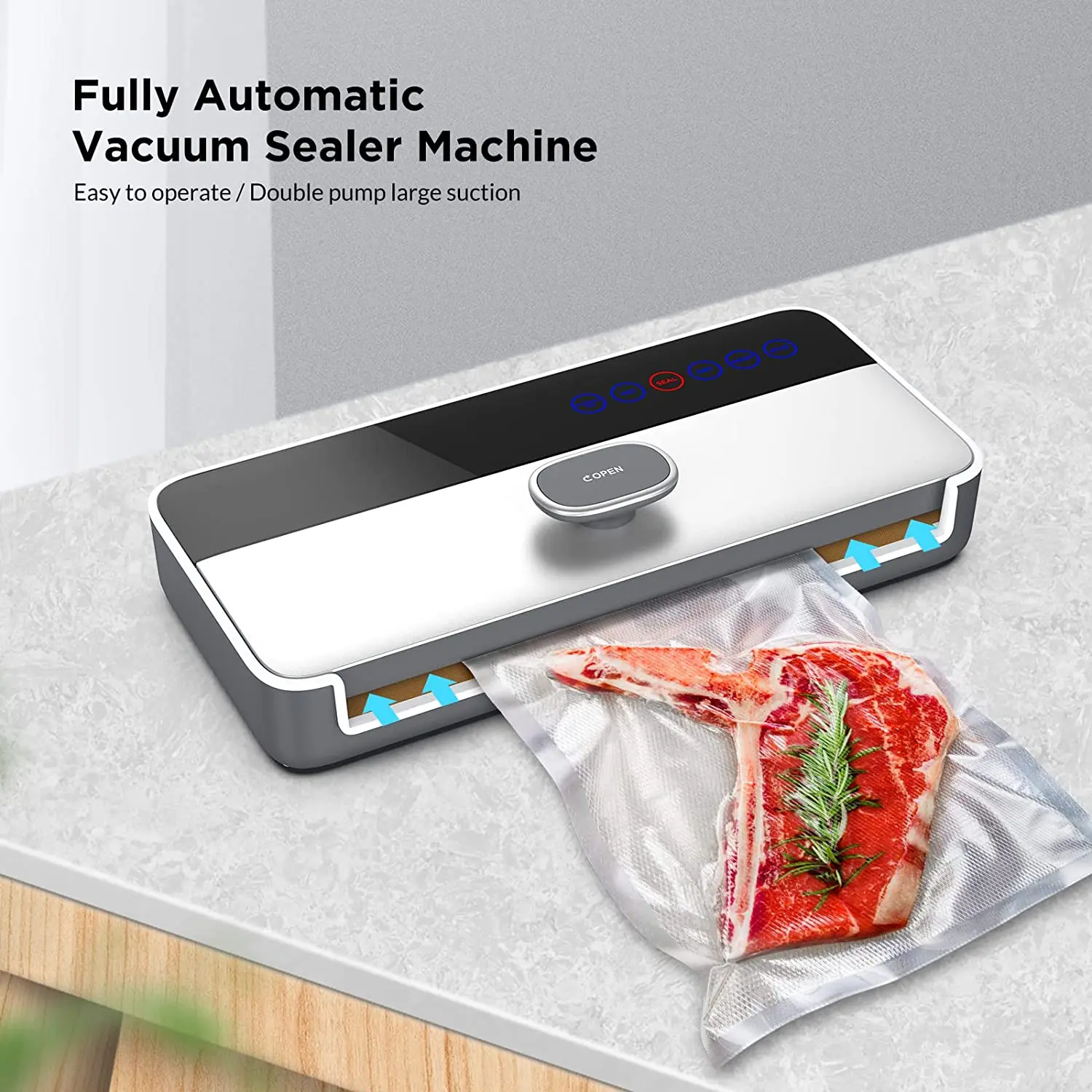 Vakumar-Machine d'emballage sous vide automatique pour aliments,  commerciale, domestique, comprend 2 rouleaux de sacs emballés sous vide,  cuisine, VH5186 - AliExpress