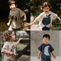 T-shirt de sport décontracté polyvalent pour enfants, tout-petit, tout neuf, imprimé mignon, solide, costume d'été pour filles et garçons, Y-2023 1