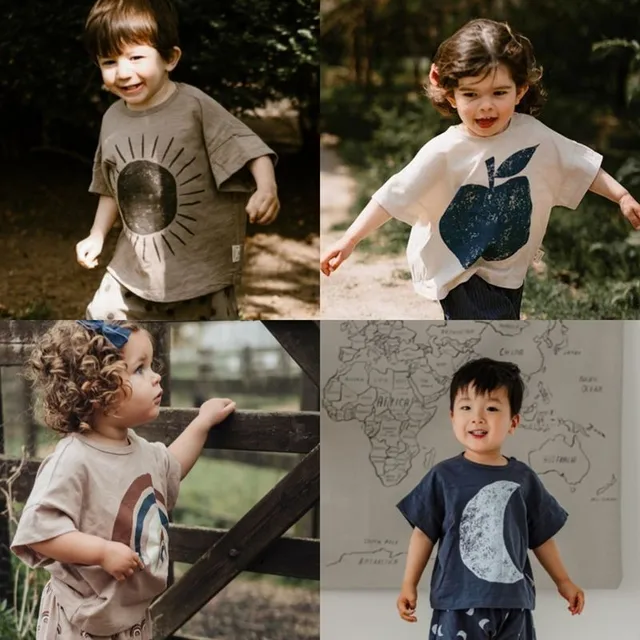 T-shirt de sport décontracté polyvalent pour enfants, tout-petit, tout neuf, imprimé mignon, solide, costume d'été pour filles et garçons, Y-2023 1