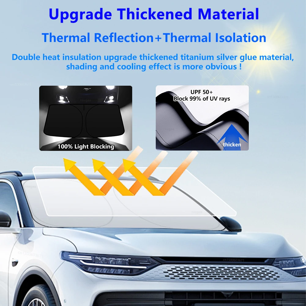 Premium Summer Car Windshield Sunshade with UV Protection - Foldable Front Window Visor & Styling Accessory