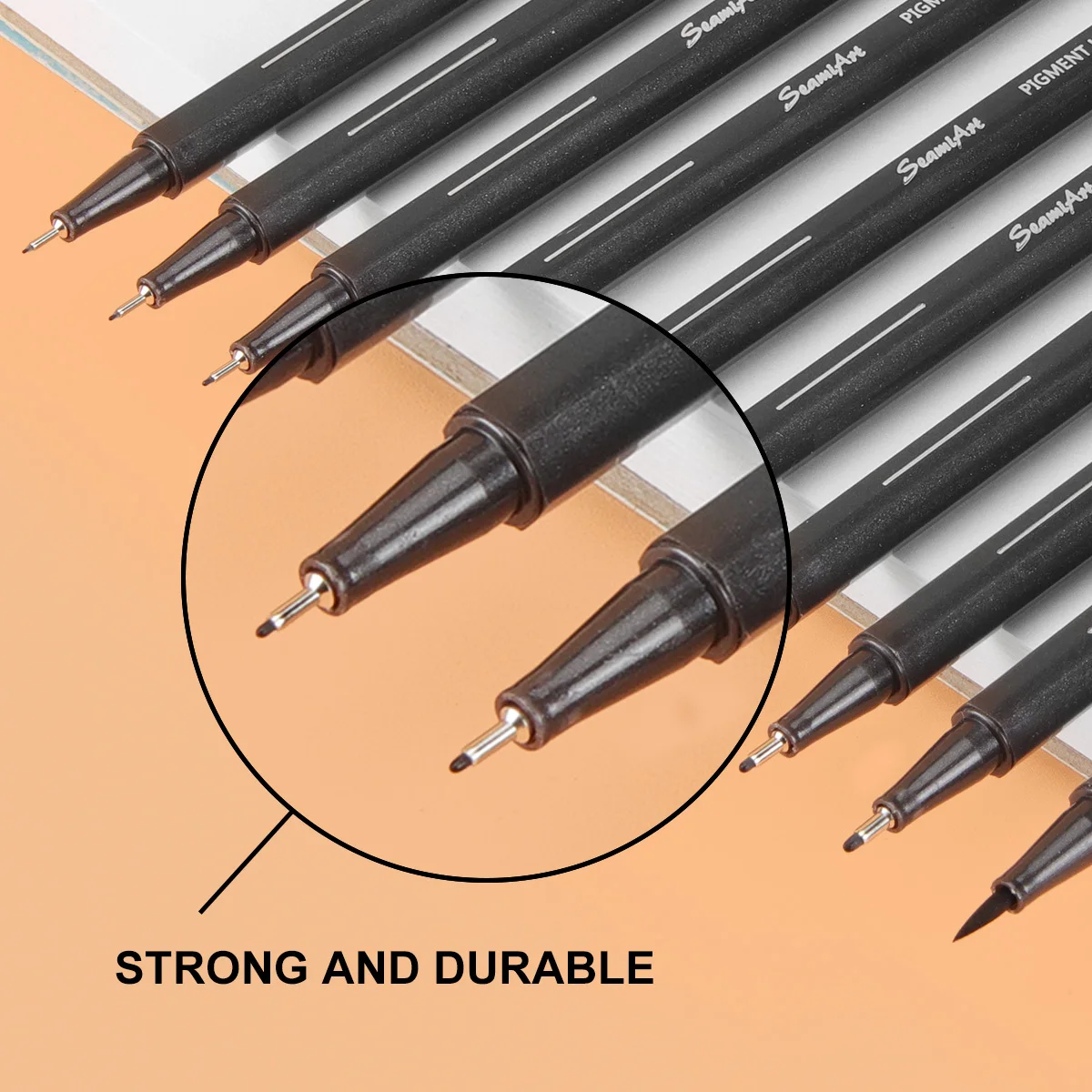 SeamiArt 10pcs Black Pigment Liner Needle Waterproof Drawing Pen For Sketch Watercolor Drawing Needle And Brush Tip 5