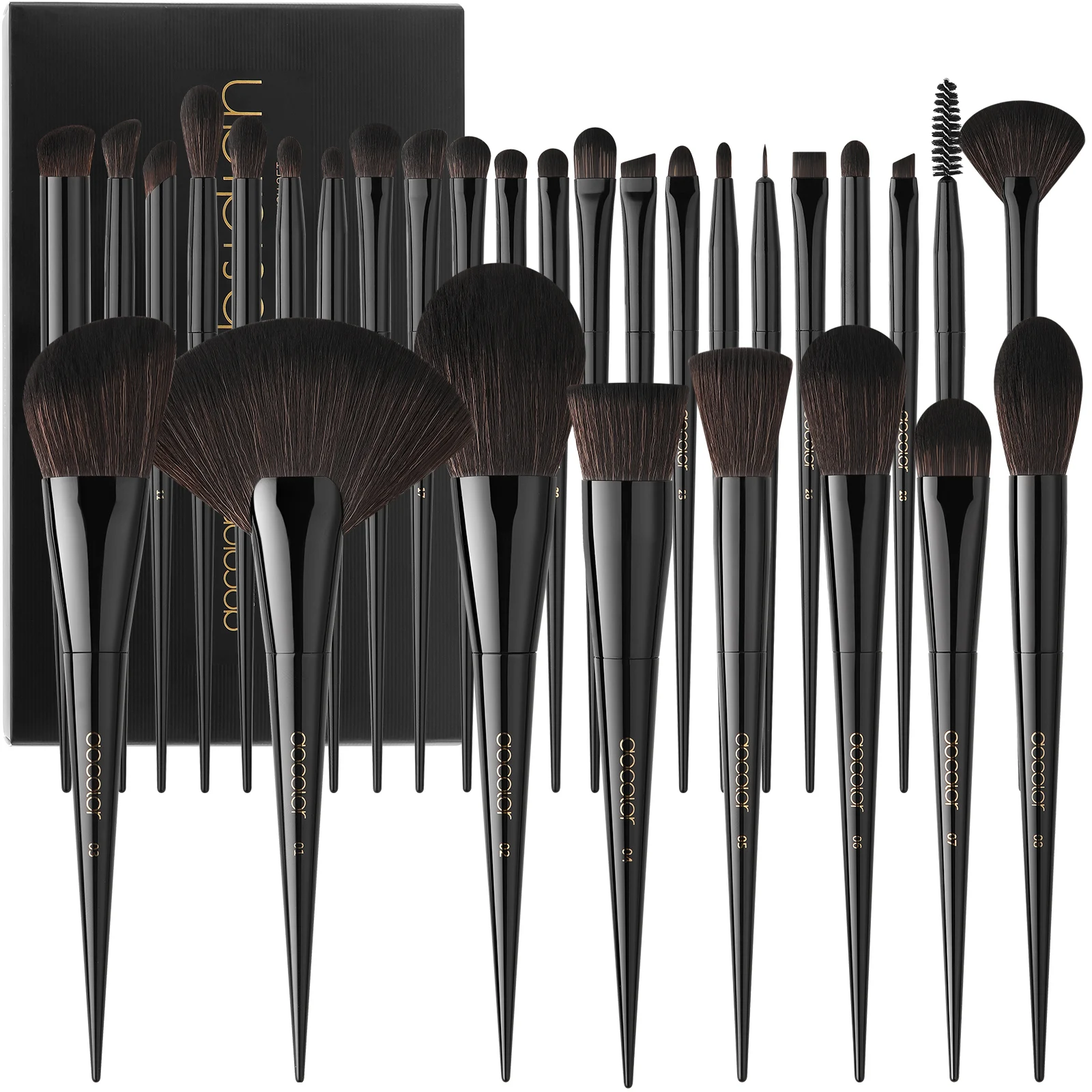 Docolor Makeup Brushes Set Professional 30Pcs OBSIDIAN Powder Foundation Contour Blush Concealer Eyeshadow Eyeliner Eyebrow 6
