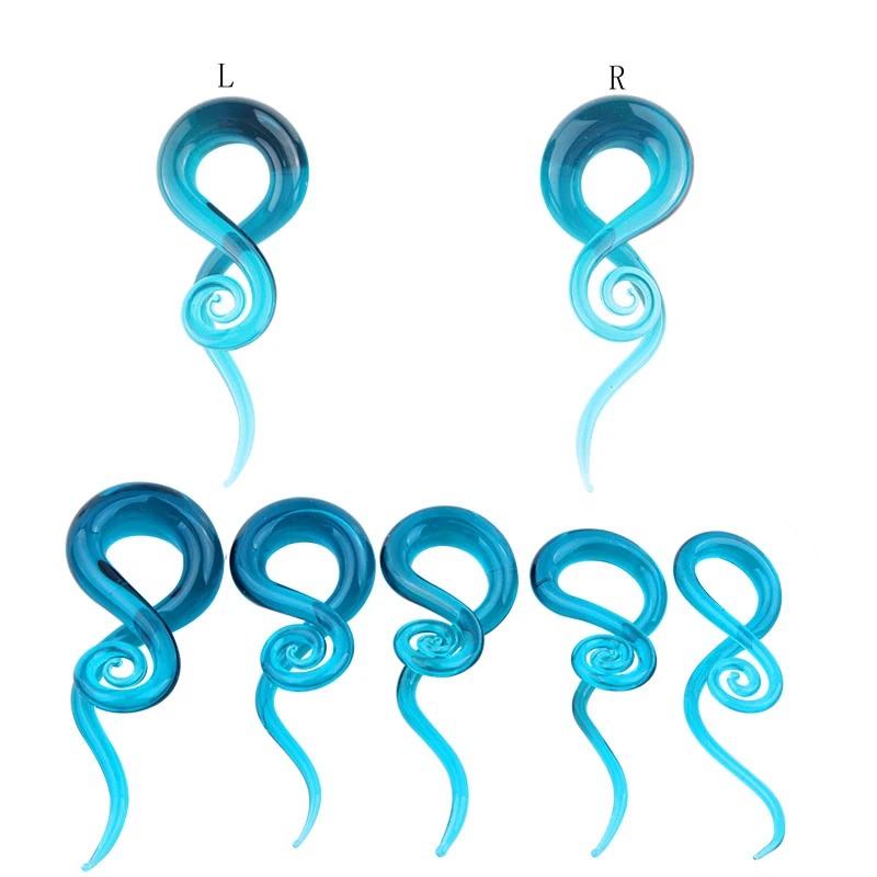 2 Stück Pyrex Glas Ohrstöpsel Tunnel Ohr Spirale Kegel Knorpel Ohrring Messgeräte Expander Bahre Flesh Oreja Piercing Körperschmuck – Detail 8