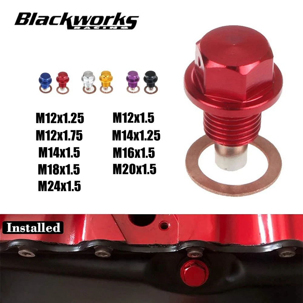 

M12x1.5 M12x1.25 M12x1.75 Magnetic Oil Drain Plug Aluminum Alloy Oil Drain Sump Nut Gearbox Oil Sump Drain Plug Nut