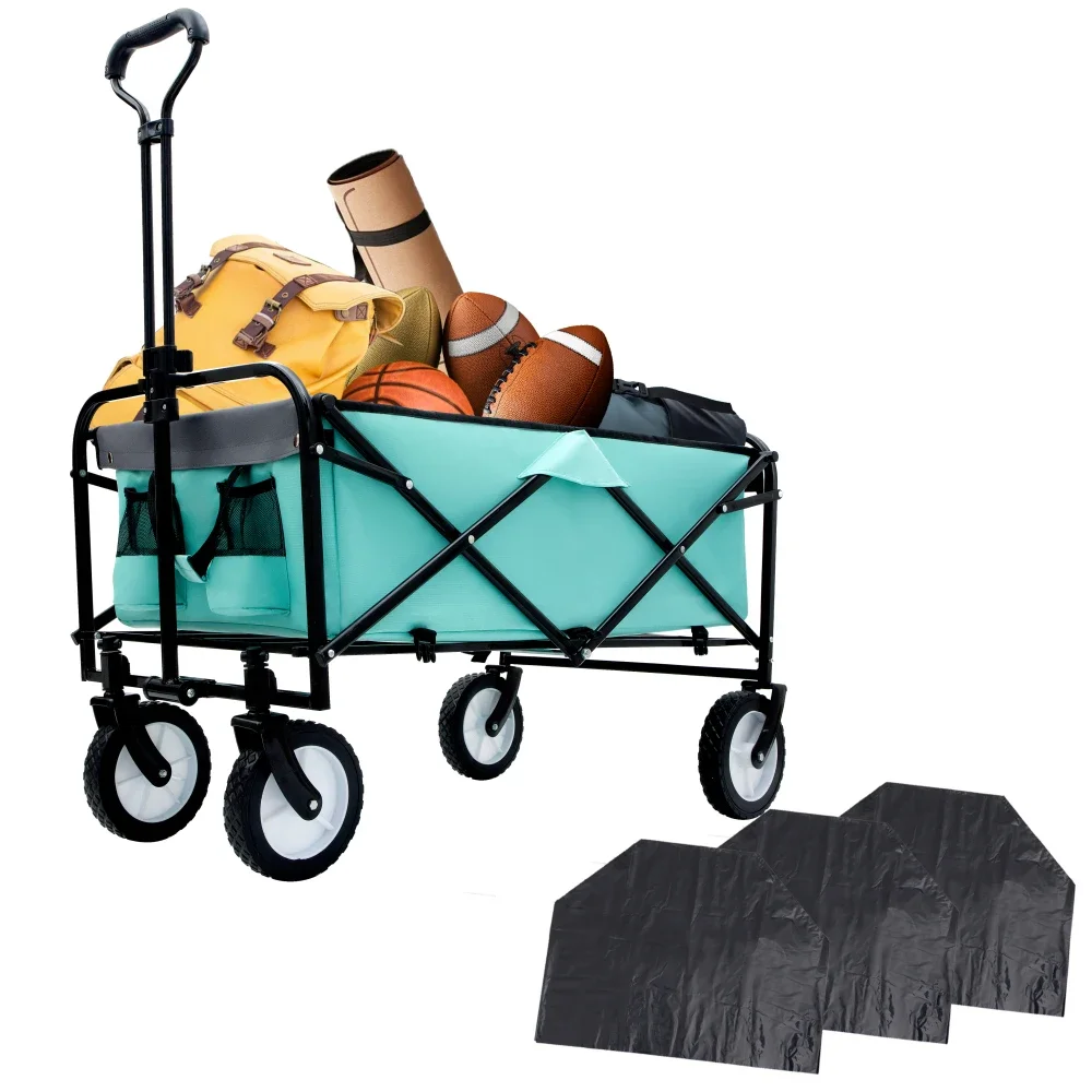 360lbs Collapsible Foldable Wagon Cart with strapping system ,Beach Wagon Utility Cart Utility Grocery for Camping