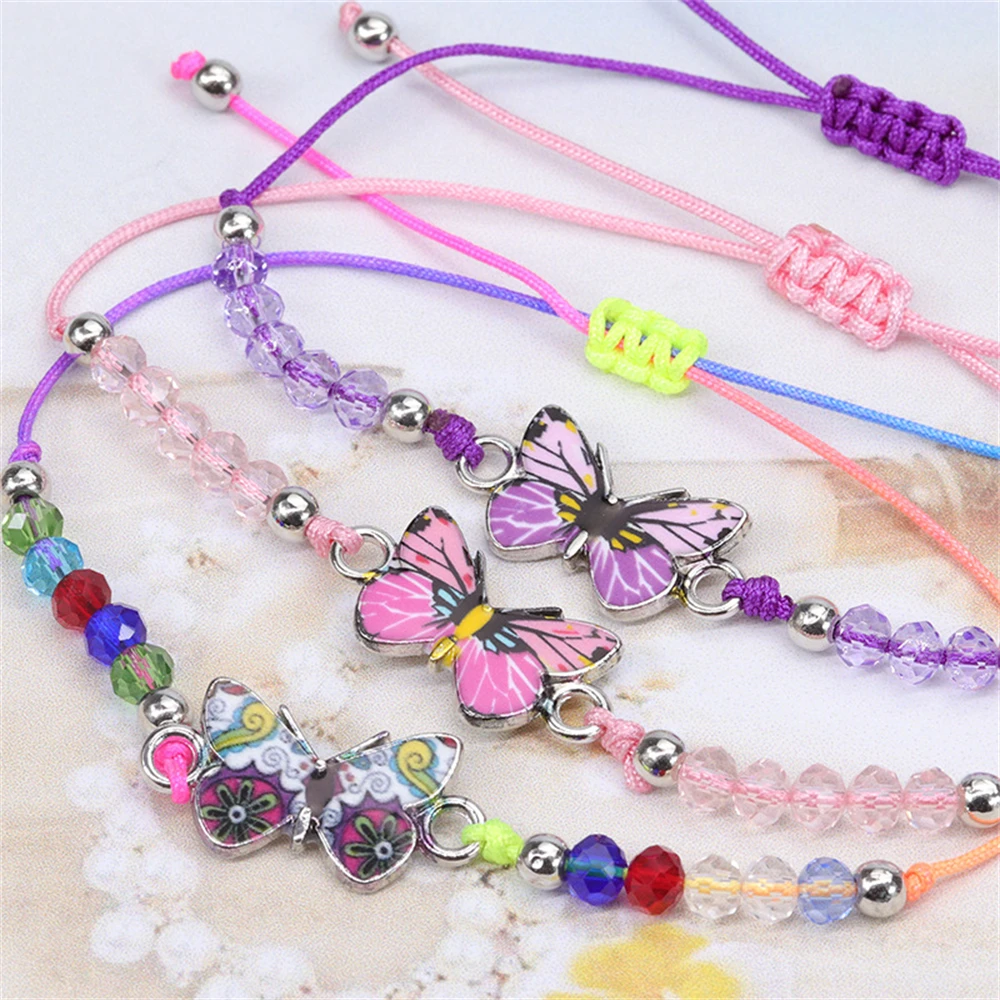 Cute Charm Jewelry Summer Beach Accessories Crystal Butterfly Bead Woven  Rope Necklace Women Kids Jewelry For Girls 2023 New - AliExpress