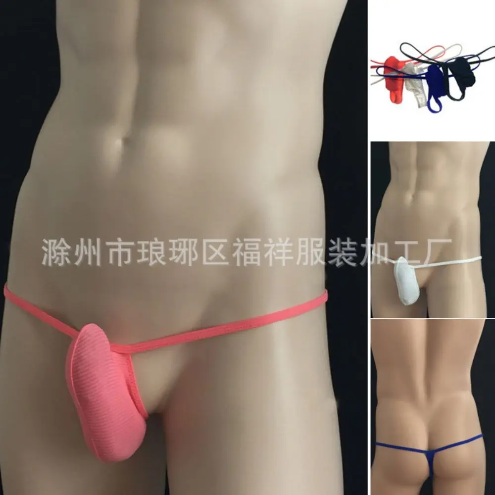 

Men'S Thong Upturned Underwear T Pants Thongs Solid G-Strings Ice Silk Sexy Gay Sissy Tanga Penise Bag Breathable Thin T-Back