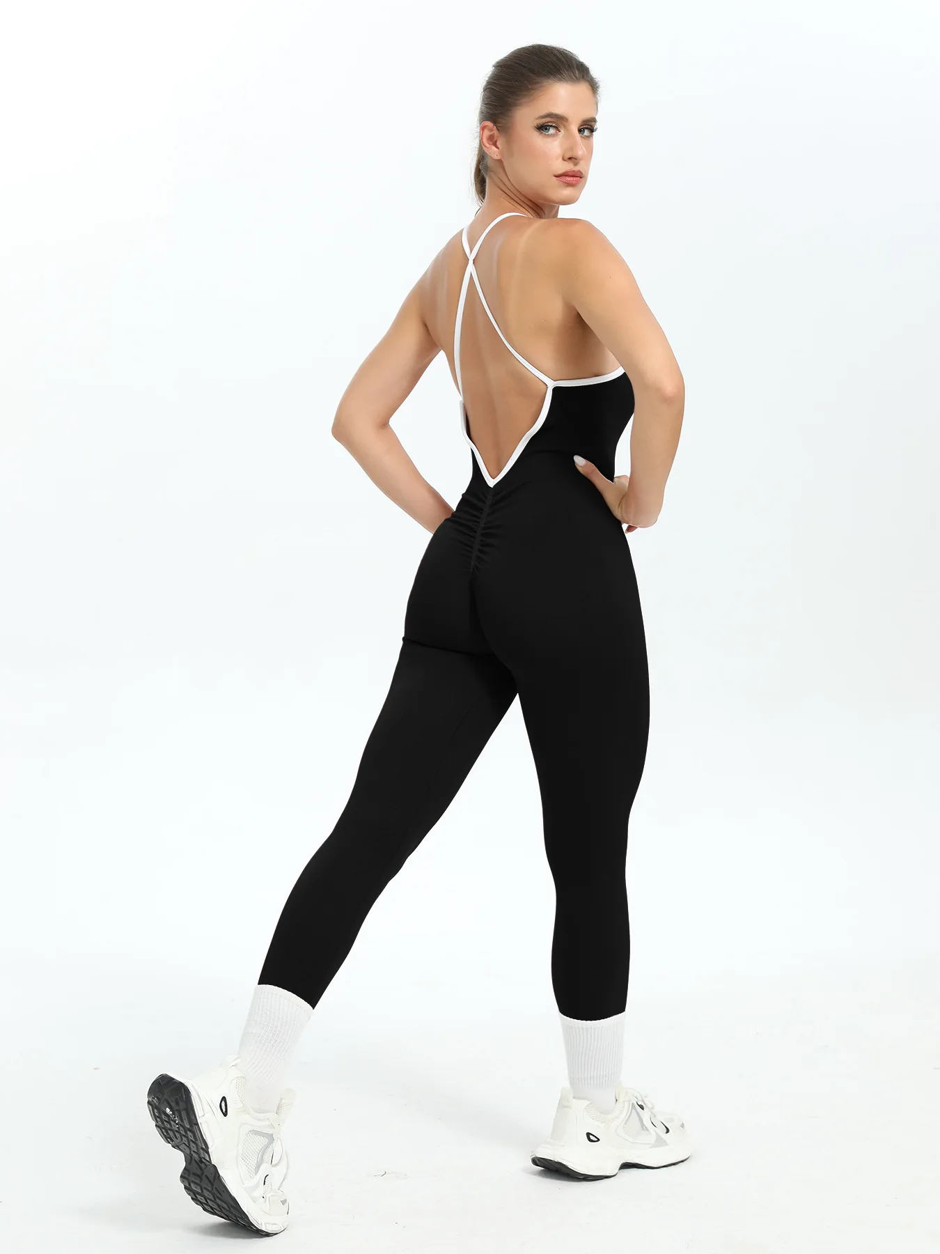 Women Seamless Ribbed Slim Jumpsuit Bodysuit Image 10
