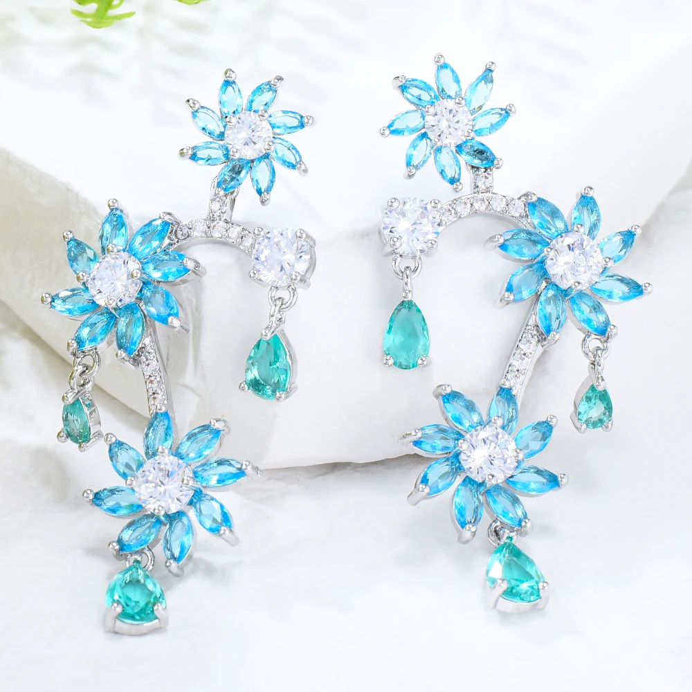 Kellybola New DIY Shiny Heart Drop Earrings For Women Bridal Wedding Girl Daily Surper Jewelry High Quality Hot Romantic Summer