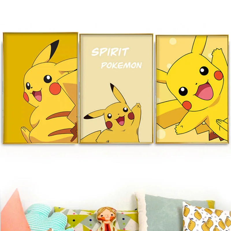 Pintura em tela dos desenhos animados pokemon posters e impressões de  parede fotos nordic quarto sala crianças fundo da casa decoração