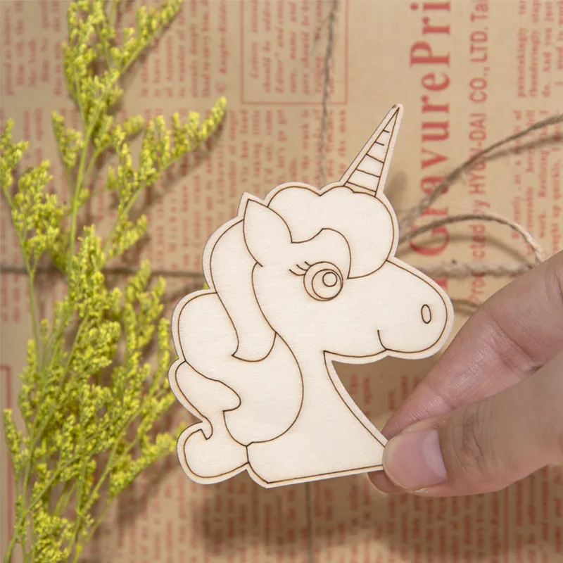 10pcs Unicorn Wooden Crafts DIY Painting Wood Slices Ornaments For Unicorn Birthday Party Decoration Kids DIY Gifts Supplies images - 6