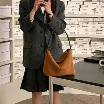 حقيبة نسائية مخملية كلاسيكية، حقيبة يد ربط، حقيبة كتف واحدة متعددة الاستخدامات مع إبزيم مغناطيسي حقيبة حمل عصرية غير لامعة 6