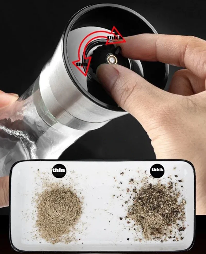 Grinder Stainless Steel Salt and Pepper Mill Manual Food Herb Grinders Spice Jar Containers Kitchen Gadgets Spice Bottles Glass Sef8d4b2cb899491fa4f18f49d8457d170