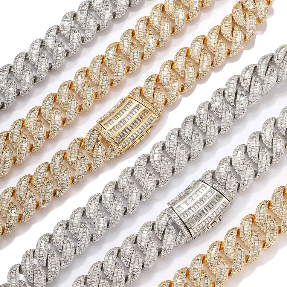 Miami Punk Hip Hop Cuban Link Chain Necklace Iced out Men's Baguette Bling  Rapper Crystal Choker Necklace Jewelry Gift - China Necklace and Copper  price