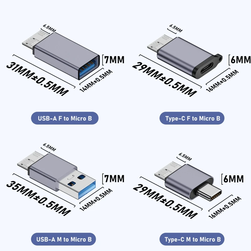 High-Speed USB-C to MicroB Data and Charging Cable Adapter