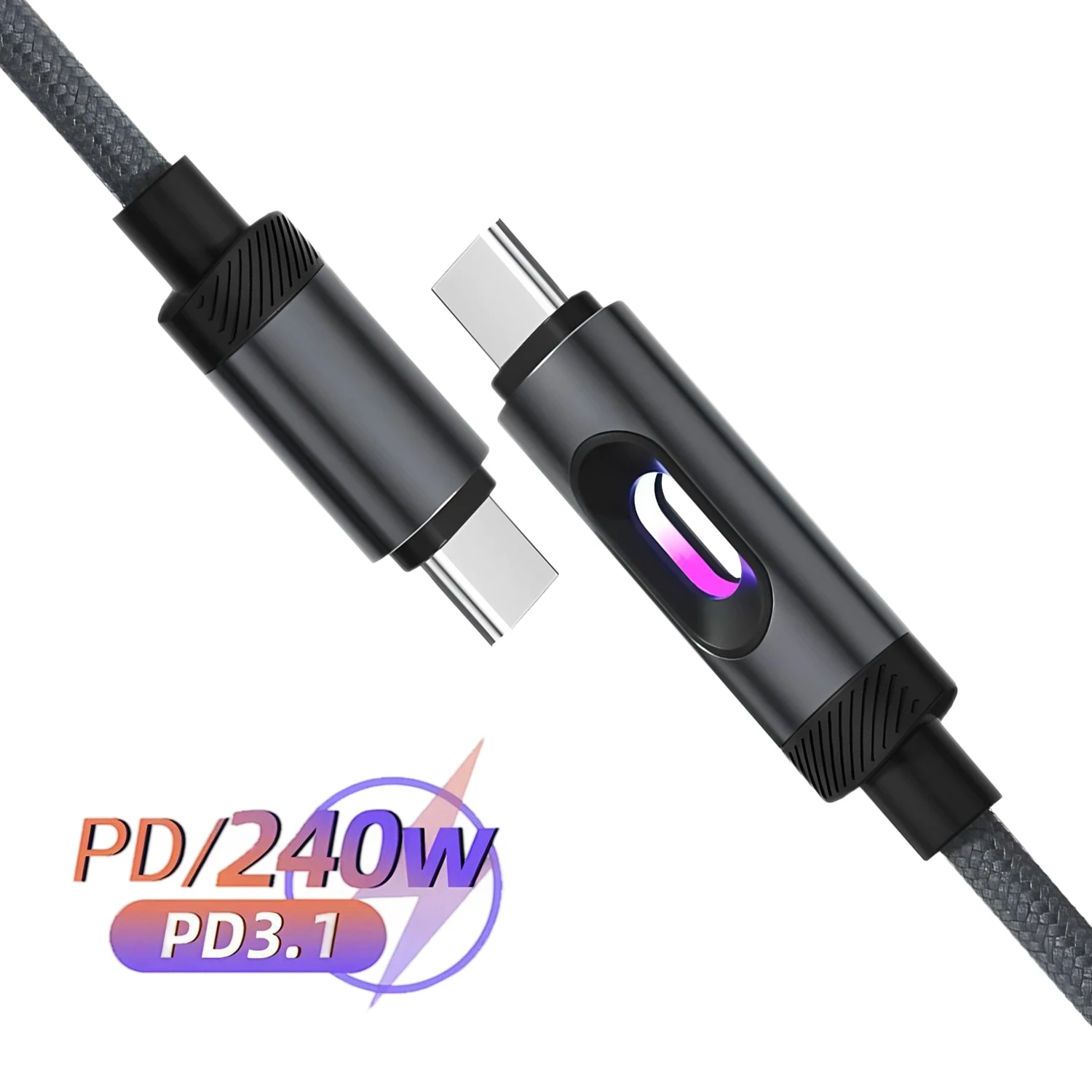 240W LED USBC To Type C To USBC Cable For iPhone 15 16 17 Series PD Fast Charging USB C Data Cord For Xiaomi OPPO Samsung