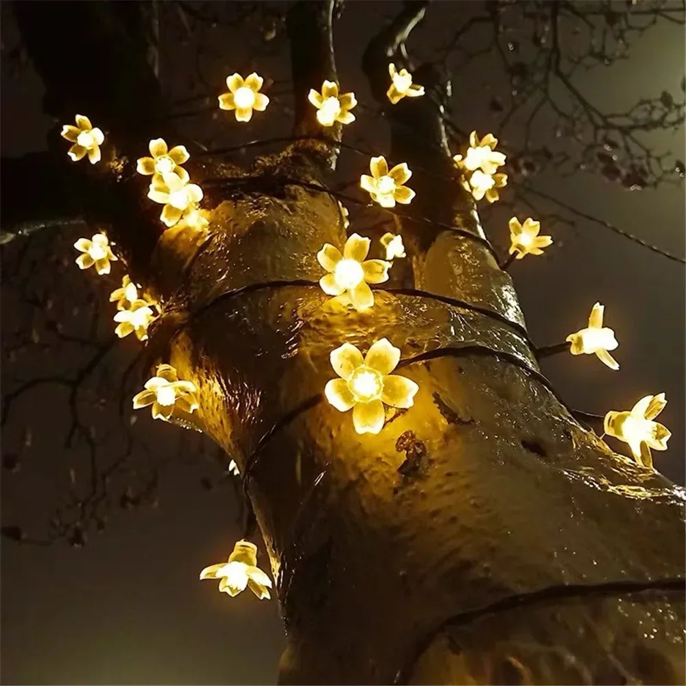 Solar Powered Cherry String Lights Outdoor Garden Decoration