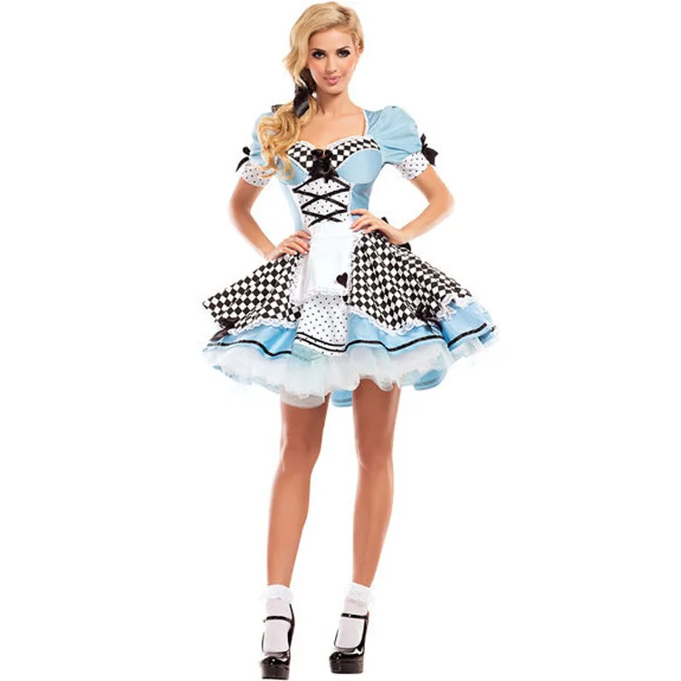 Alice in Wonderland Costume Adults Women Fantasias Poker Maid Cosplay Halloween Carnival Party Fancy Dress Up