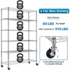 6 Tier Wire Shelving Unit Metal Storage Shelves w/Wheels, 350 Capacity Per Shelf, Heavy Duty Steel Garage Shelf, 48" L X 18" W X 6