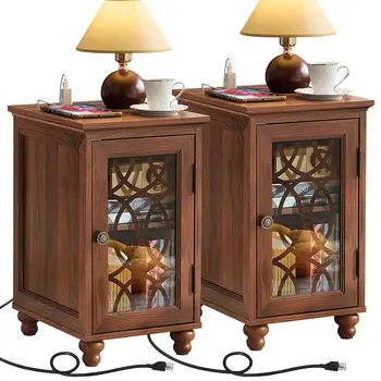 Narrow Charging Side Table Set 1