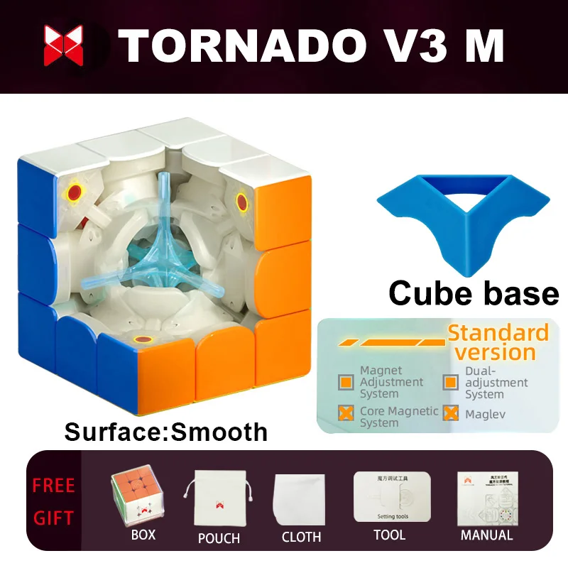Speed Cube QY X-Man Tornado V3M – Cube 3x3 Magnétique Flagship, Coupe Angulaire Améliorée, Version Pioneer