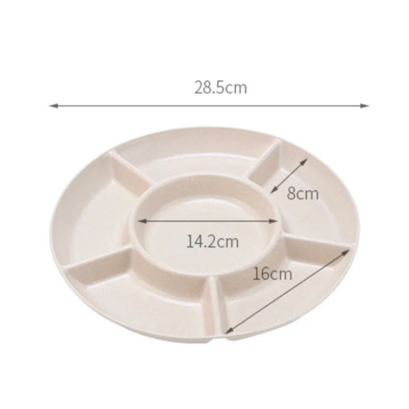 Fruit Plate 1 Pc 6-Compartment Food Storage Tray Dried Fruit Snack Plate Appetizer Serving Platter for Party Candy Pastry Nuts Dish