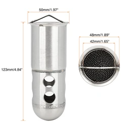 Universal Motorcycle Exhaust Pipe Baffle Muffler - Silver Tone (50mm)