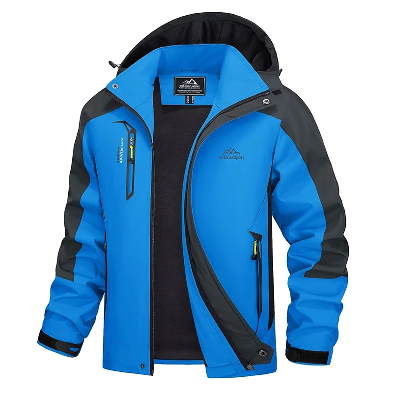 TRVLWEGO-chaqueta con capucha para hombre, abrigos de senderismo para deportes al aire libre, Camping, a prueba de viento, resistente al agua, lluvia, pesca, ropa de viaje, otoño