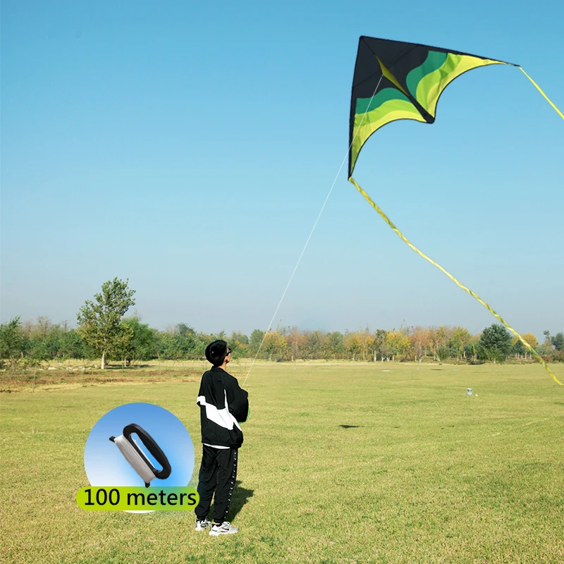 YongJian Large Beach Delta Kite for Adults and Kids Extremely Easy to Fly for Beginners Comes with 100m String Kite Handle 2