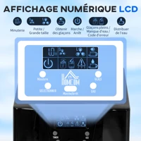 HOMCOM Machine à glaçons avec distributeur d'eau, 12kg en 24h, 9 glaçons en 6-10 minutes, ice maker portable, taille de glaçon réglable, minuterie, réservoir d'eau 3 L, pour maison, cuisine, bar, noir 6