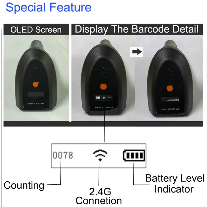 1D 2D Supermarket Handheld Barcode Reader QR PDF417 Bar Code Decoder Automatic Wireless Wired USB Platform Barcode Scanner android scanner