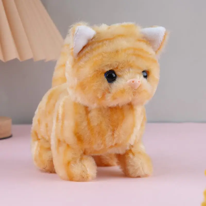 ? ? 전기 플러시 고양이 장난감 걷기 짖기 움직이는 기계 시뮬레이션 플러시 애완동물 장난감 고양이용 인터랙티브 놀이 및 엔터테인먼트 ? ?