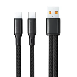 Dual USB - C Splitter Cable with 6A Fast Charging & High - Speed Data Transfer - Durable Nylon Cord Charger - 1PCS (2 in 1)